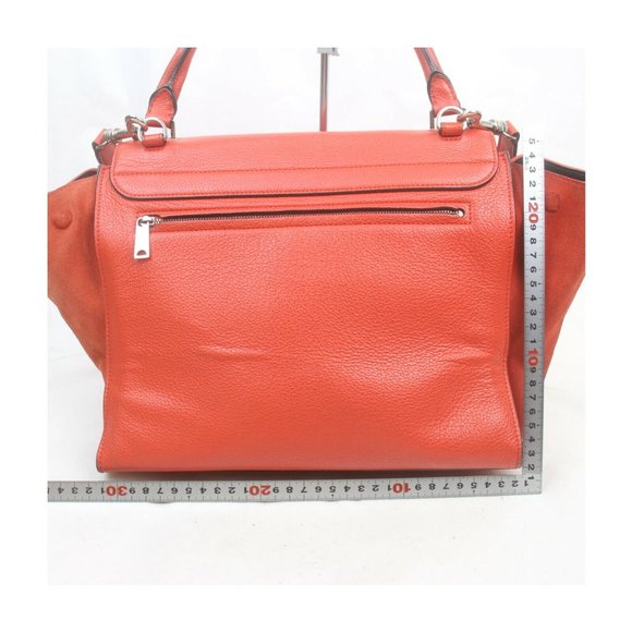 AUTHENTIC CELINE Hand Bag Red Leather - Picture 3 of 11